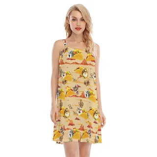Cute Taco Cat Summer Hawaiian Cami Dress