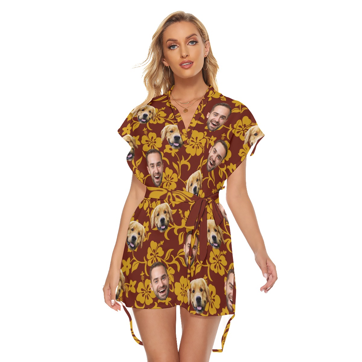 Custom Women's Summer Hawaiian Dress With Multiple Face - variant image 1