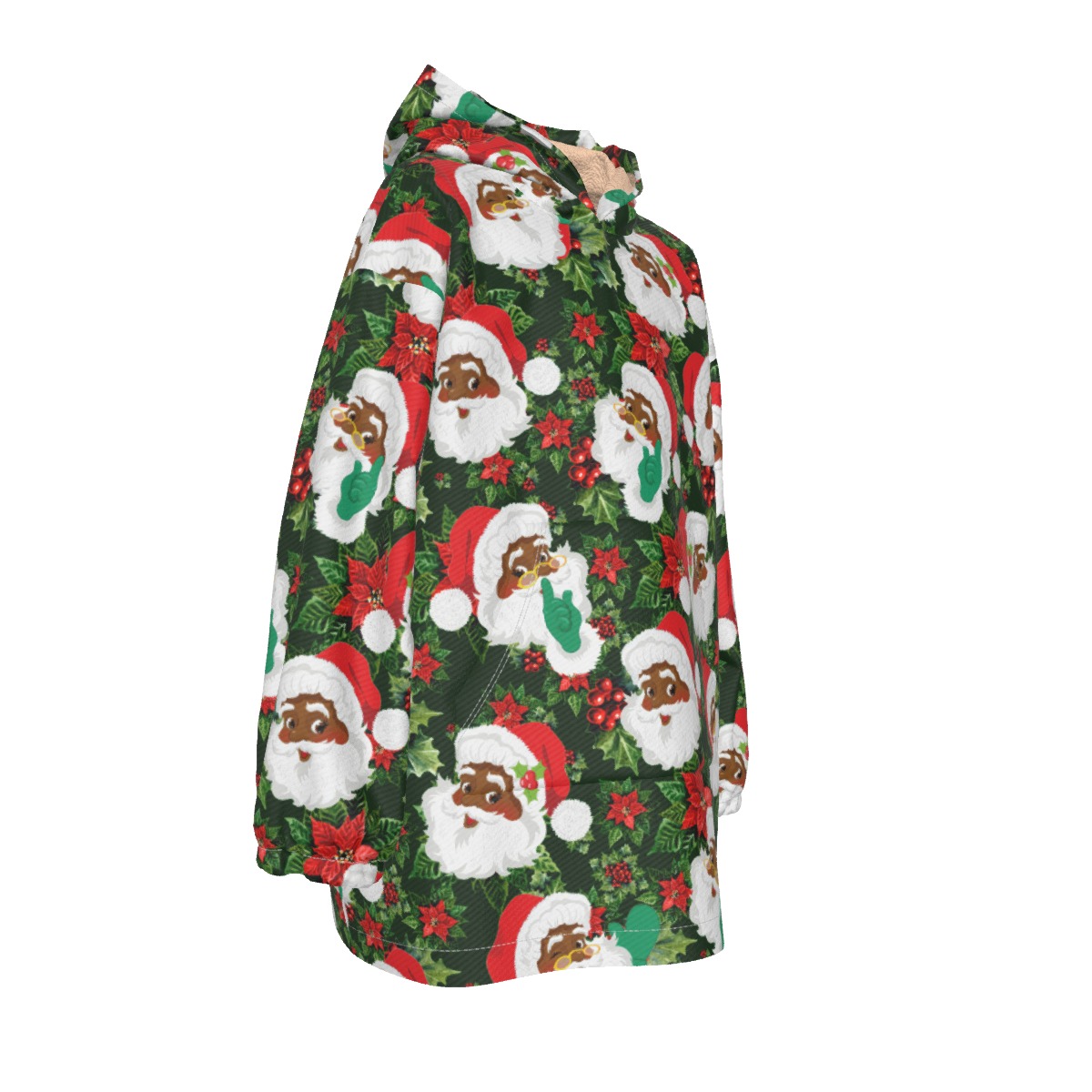 Cute Black Santa Hawaiian Christmas Hooded Blanket For Kids