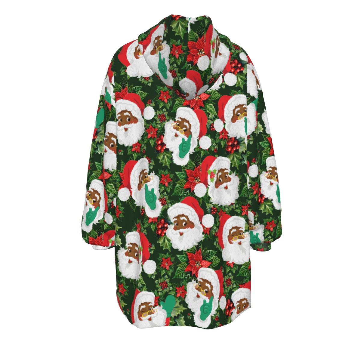 Women's African American Santa Snuggie Hoodie Blanket For Women