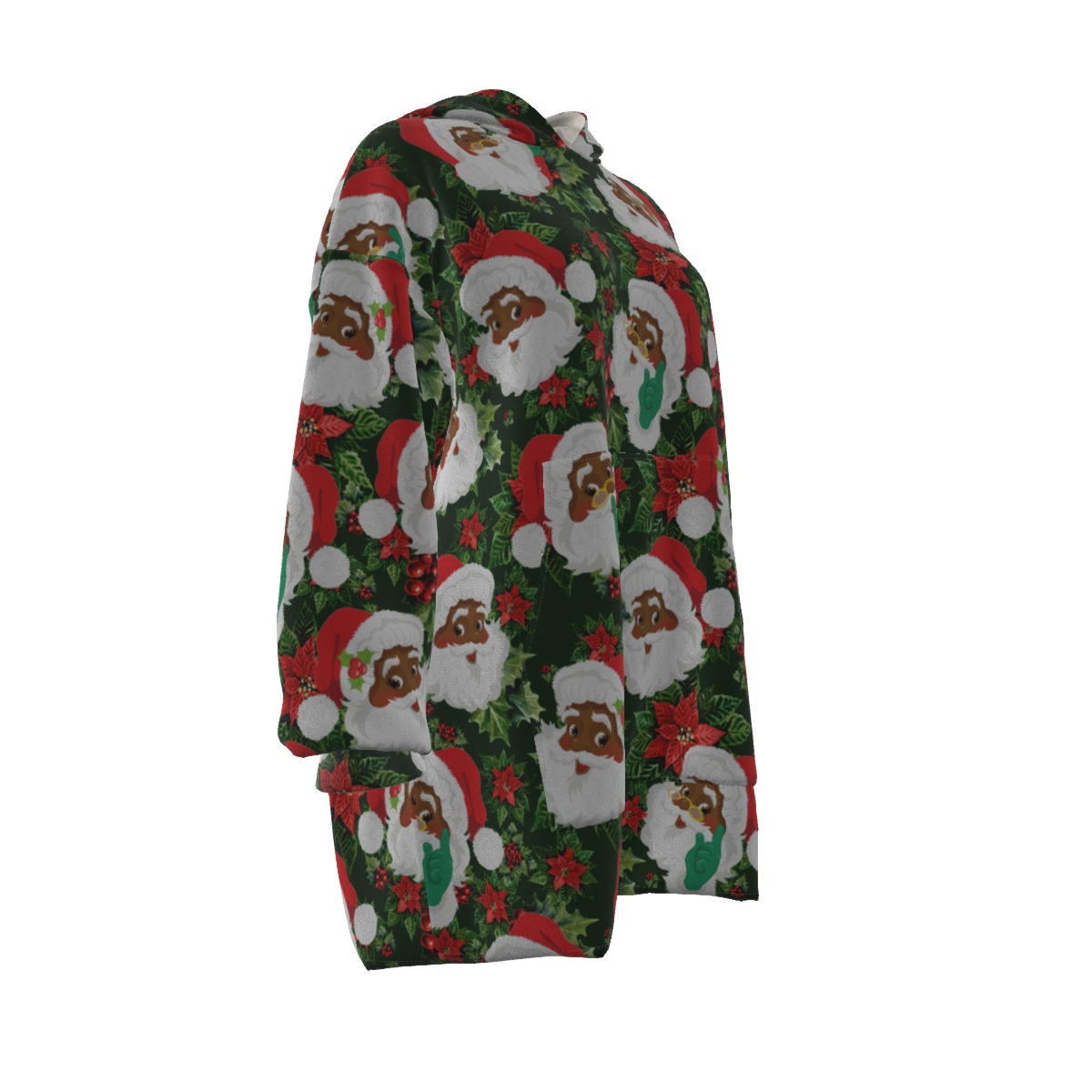 Women's African American Santa Snuggie Hoodie Blanket For Women