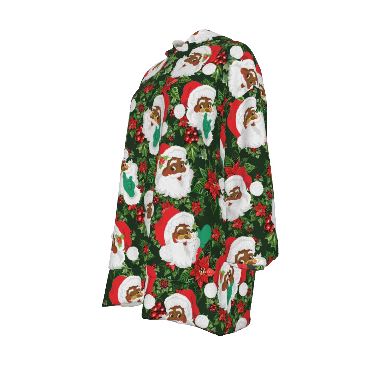 Women's African American Santa Snuggie Hoodie Blanket For Women