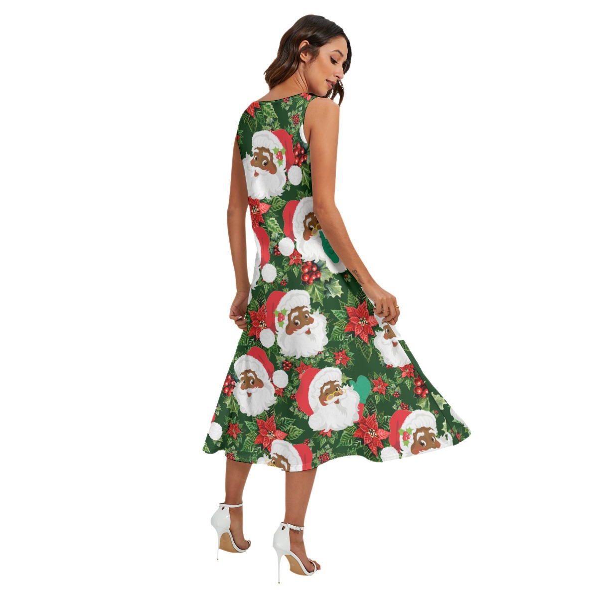 African American Santa Hawaiian Christmas Long Dress For Women