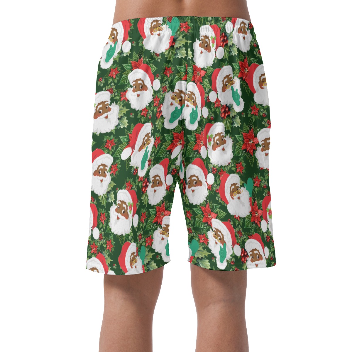 Funny African American Santa Aloha Shorts For Men