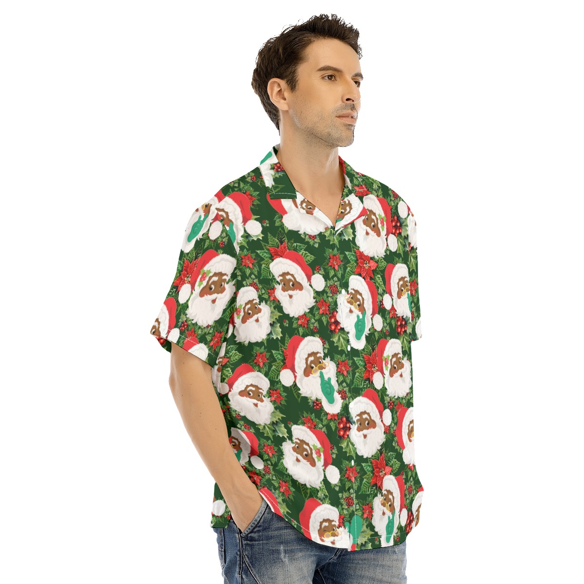 Black Santa Christmas Hawaiian Shirt