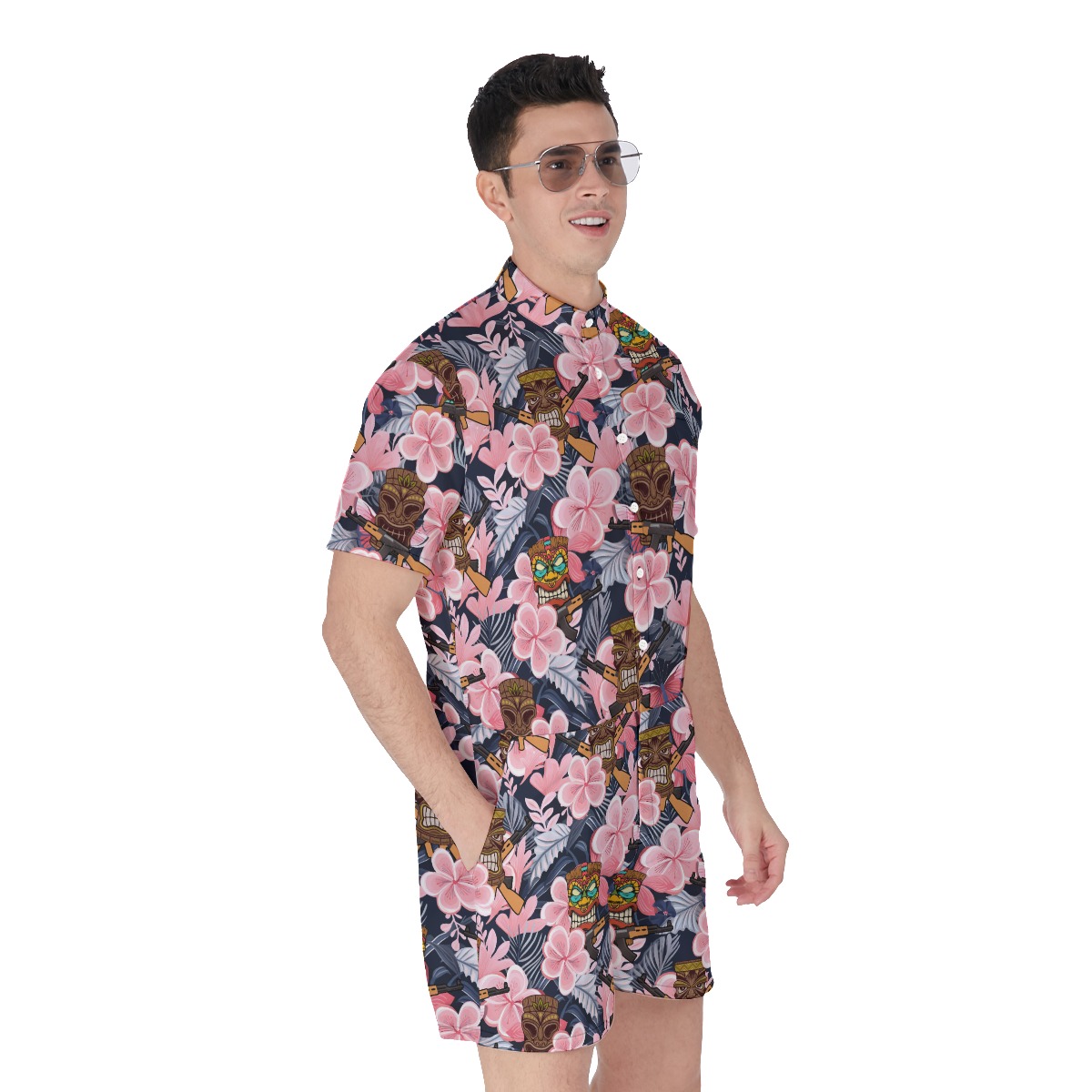 Funny Tactical Tiki Men's Hawaiian Romper