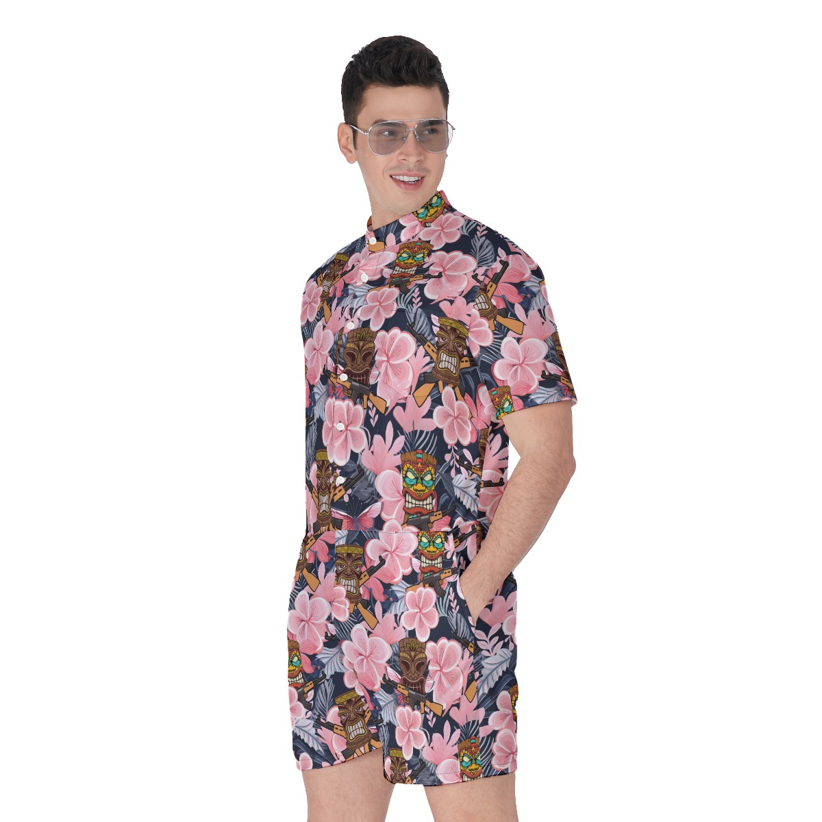 Funny Tactical Tiki Men's Hawaiian Romper