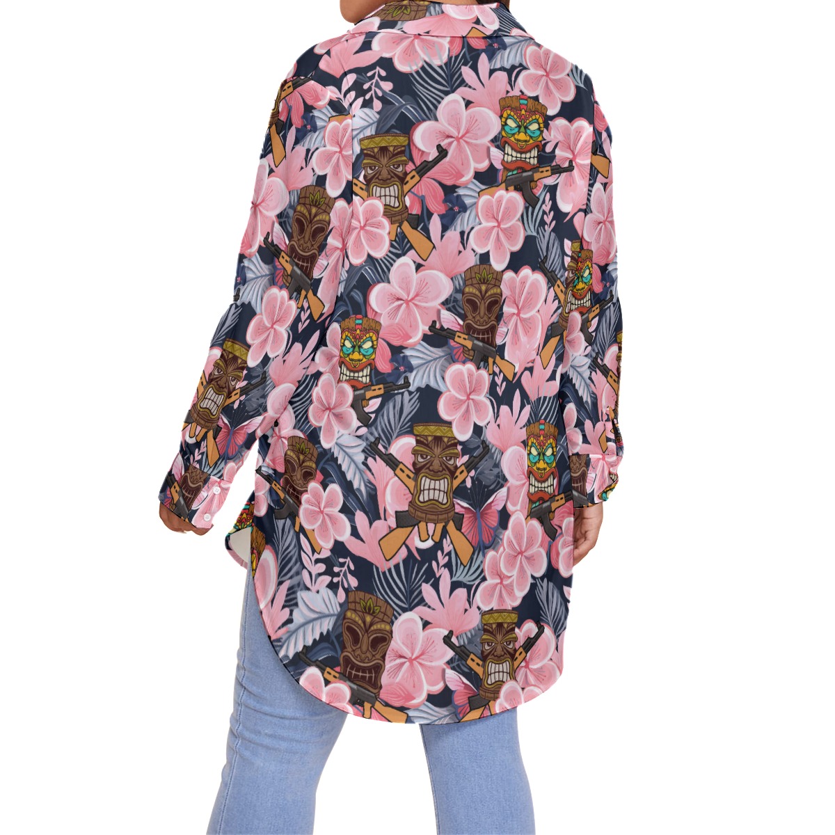 Tactical Tiki Tropical Floral Hawaiian Plus Size Shirt For Women