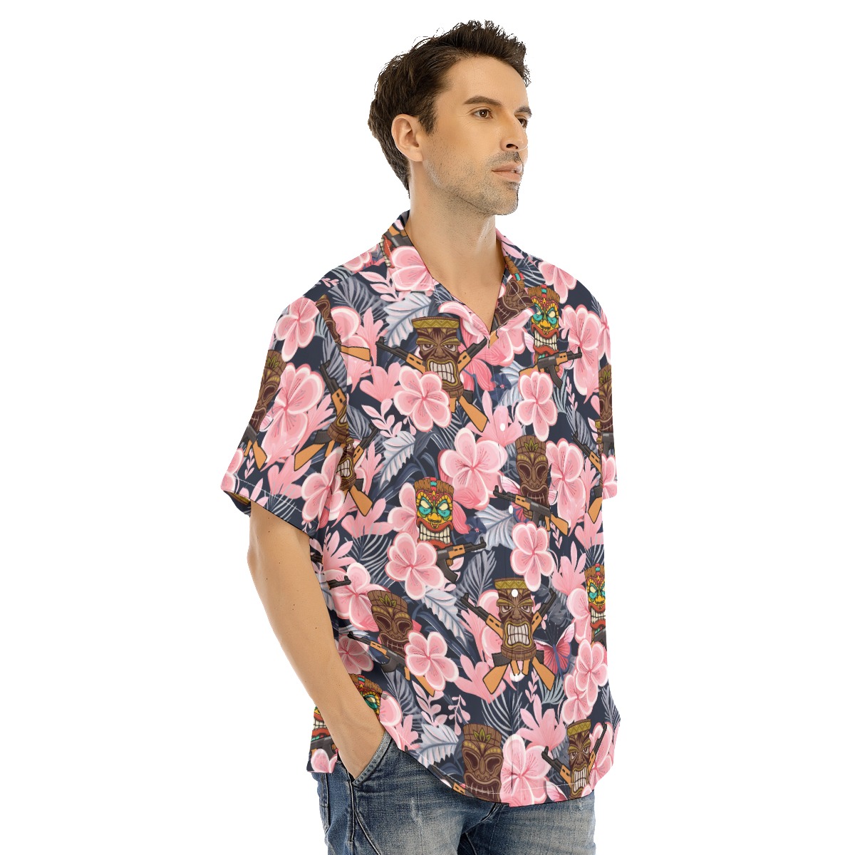 Funny Tiki Tactical Floral Hawaiian Shirt