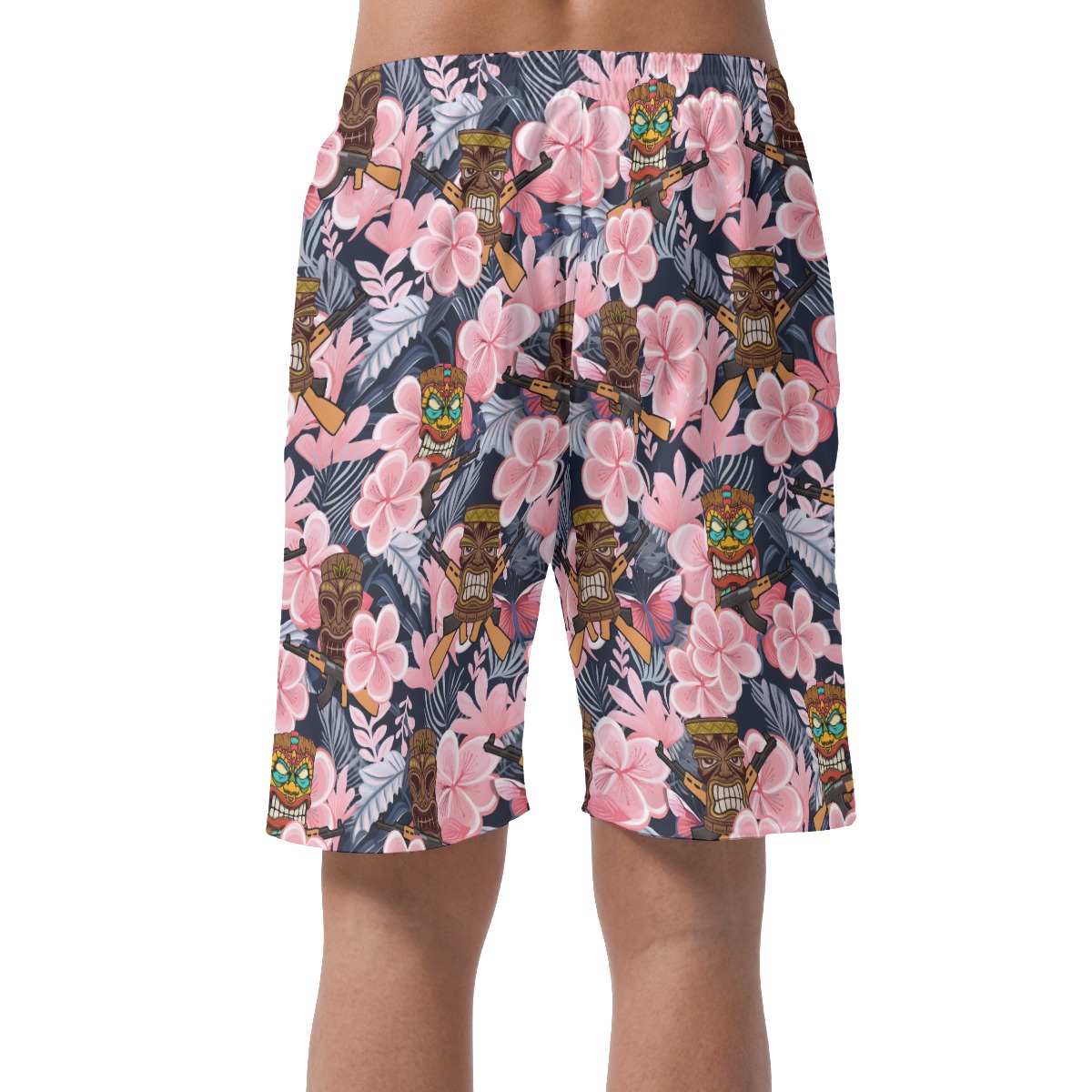 Tropical Tactical Tiki Hawaiian Beach Shorts For Men