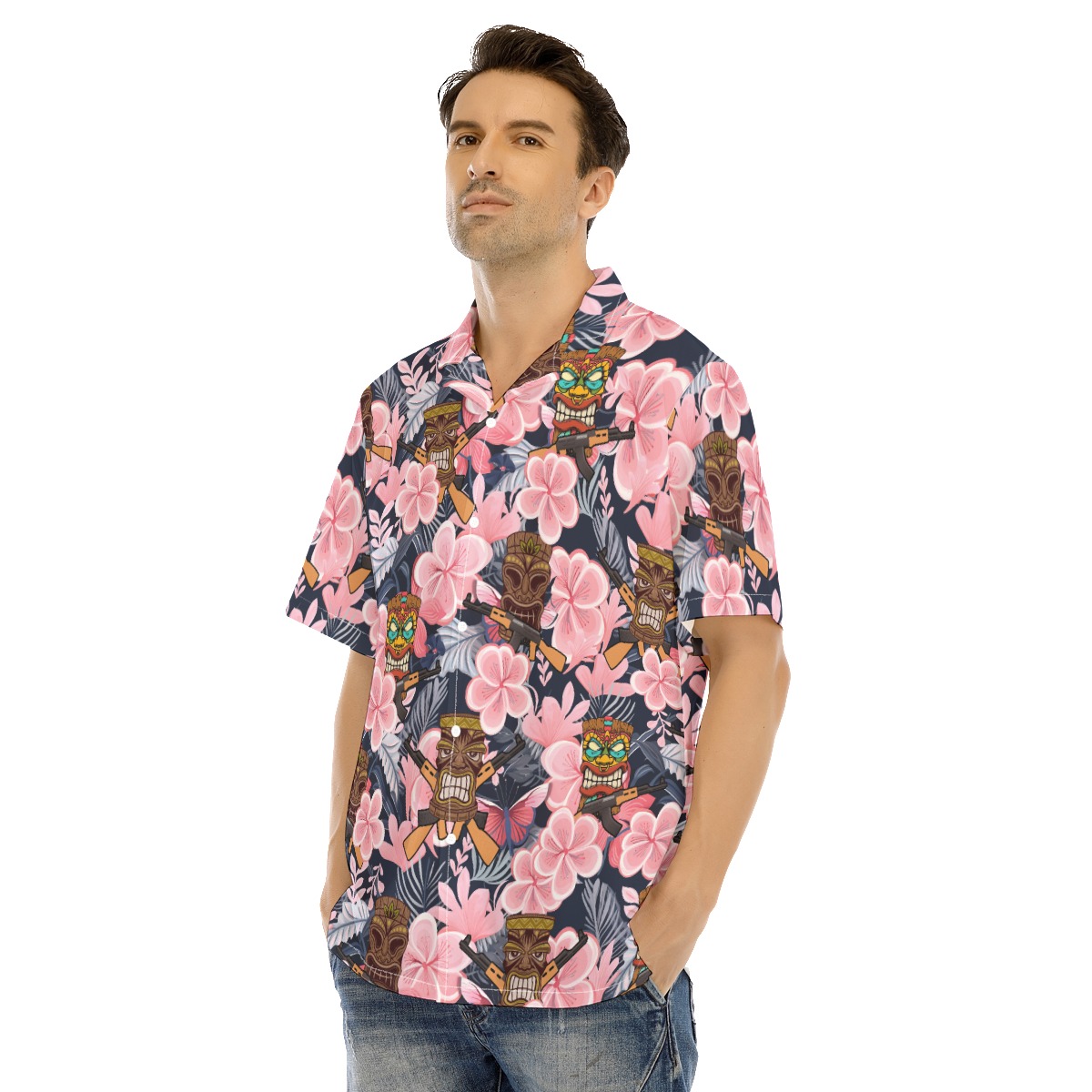 Funny Tiki Tactical Floral Hawaiian Shirt