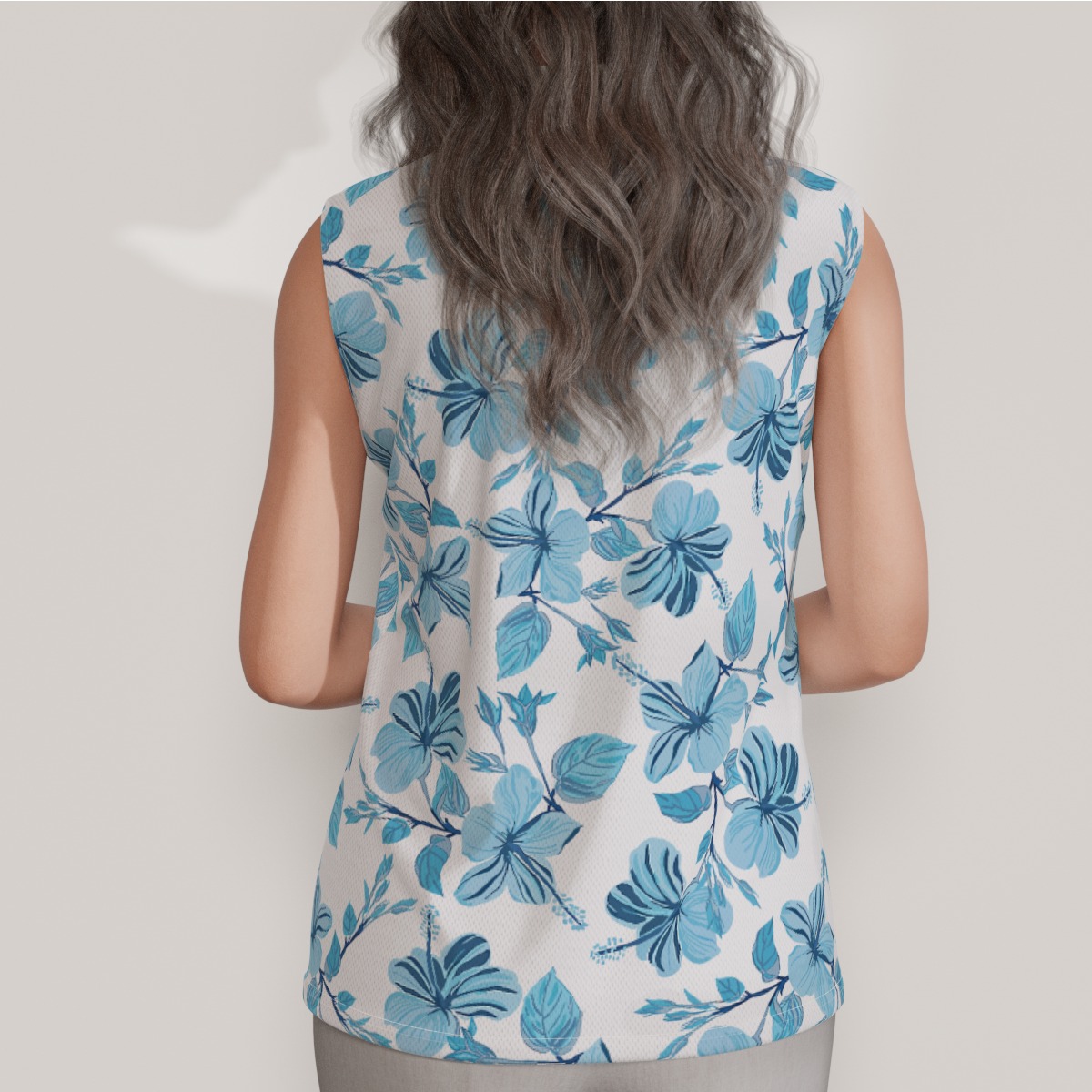 Tropical Hibiscus Women's Sleeveless Polo Shirt | Hawaiian Golf Shirt