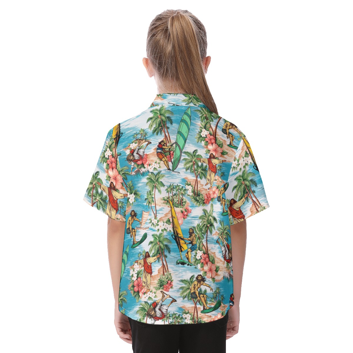 Cool Kid's Surfing Jesus Hawaiian Shirt For Vacation