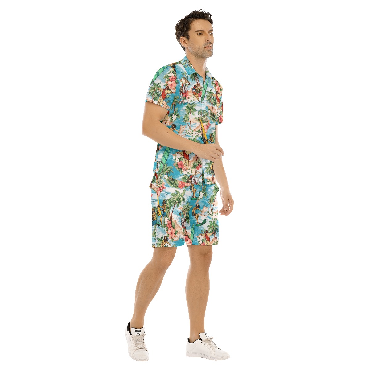 Funny Jesus Cool Surfing Aloha Christmas Shirt Set For Men