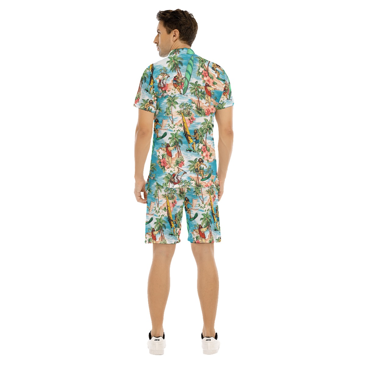 Funny Jesus Cool Surfing Aloha Christmas Shirt Set For Men