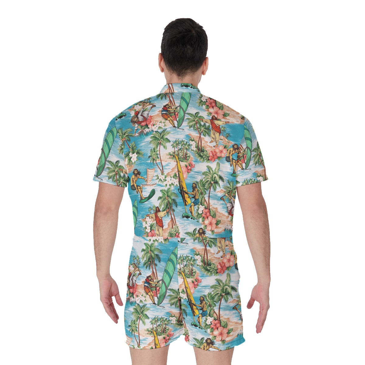 Funny Jesus Christmas Hawaiian Romper For Men
