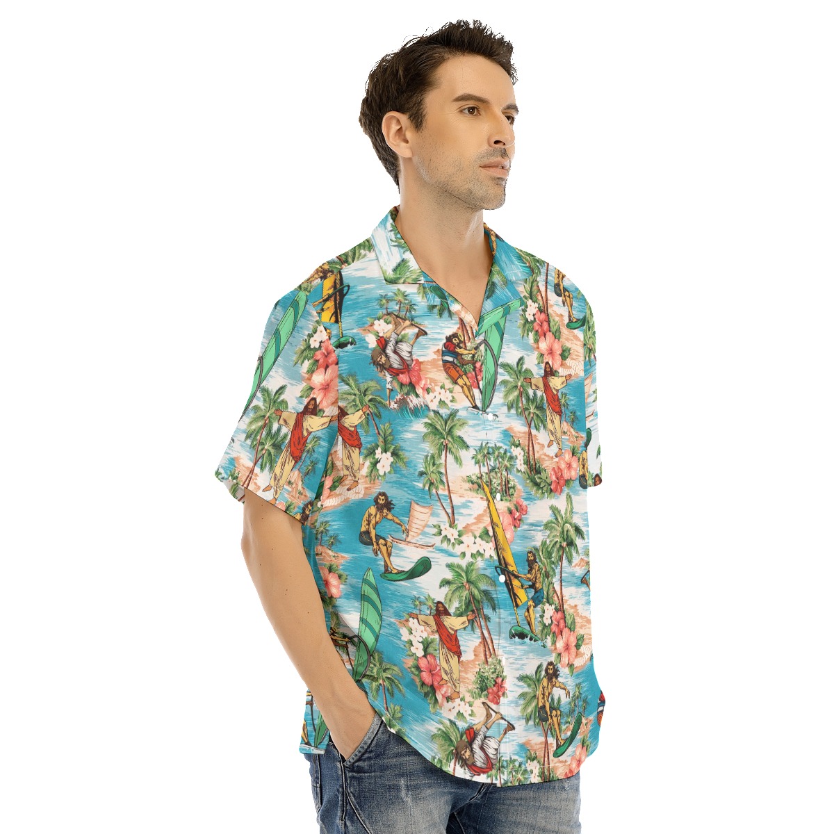 Jesus Surfing Hawaiian Christmas Shirt For Men