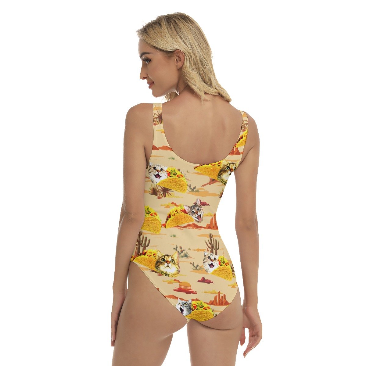 Funny Taco Cat Vintage Hawaiian Swimsuit For Women