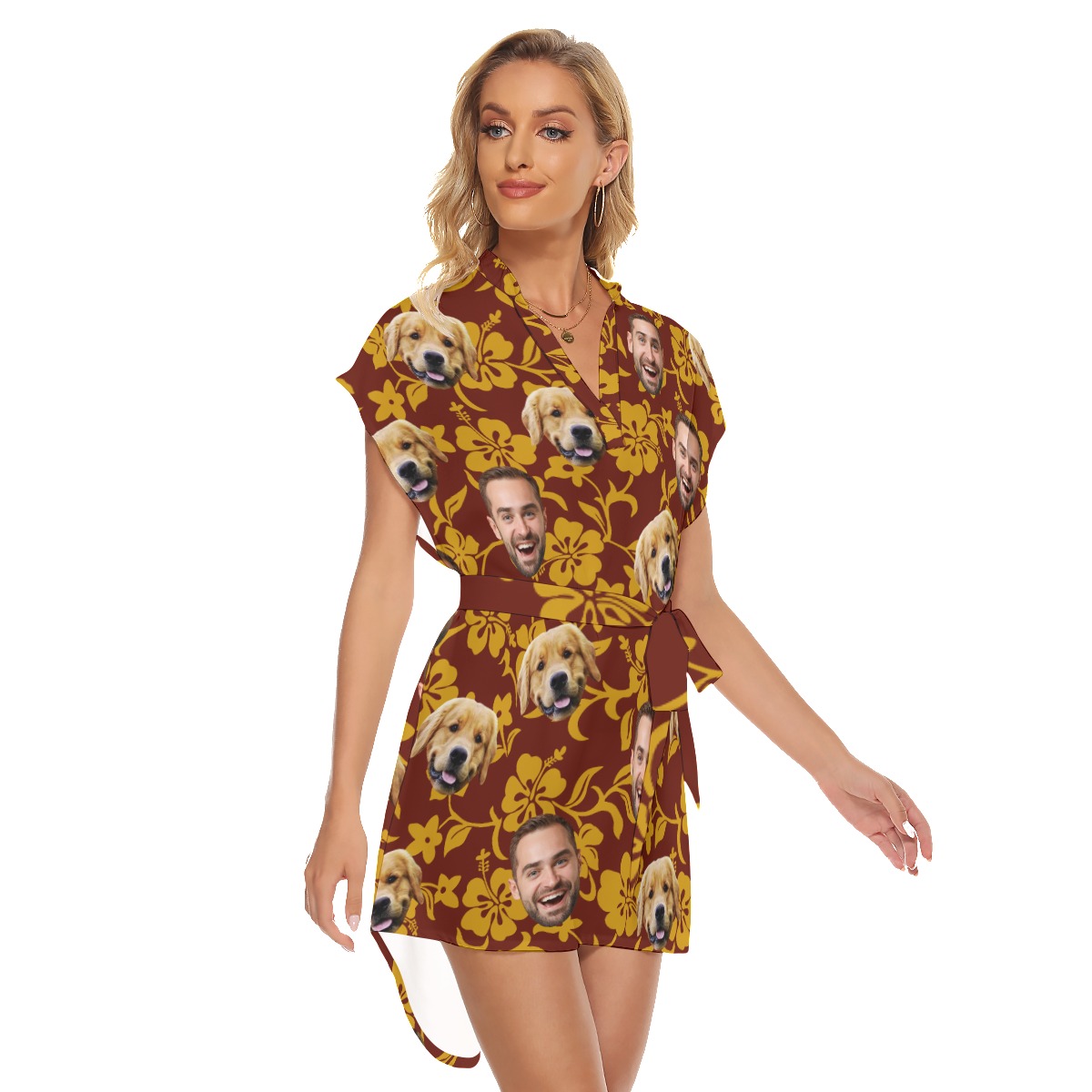 Custom Women's Summer Hawaiian Dress With Multiple Face