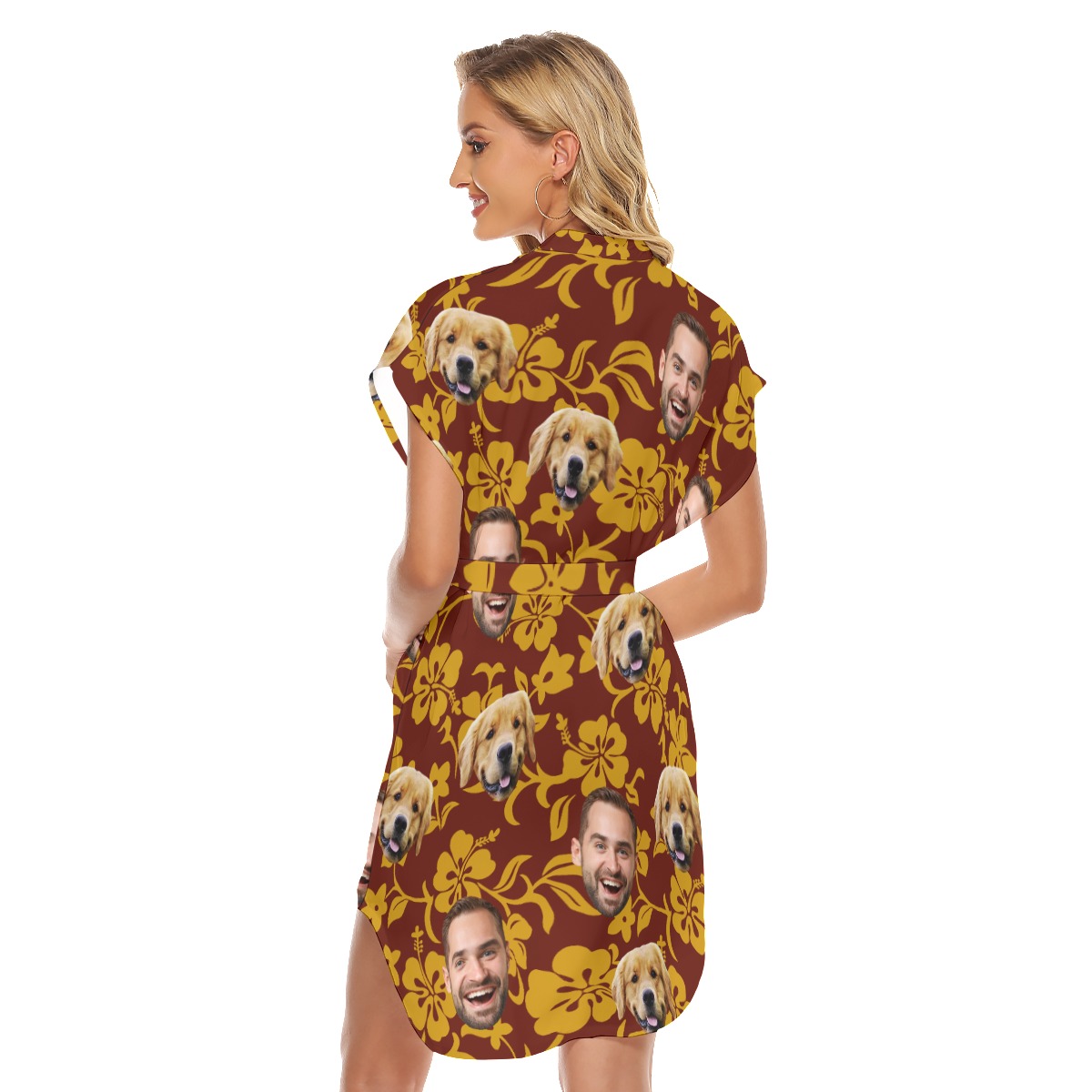 Custom Women's Summer Hawaiian Dress With Multiple Face