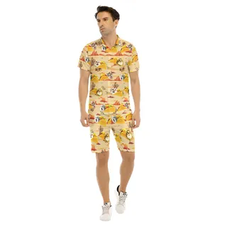 Set Taco Cat Summer Hawaiian Shirt And Matching Shorts For Men