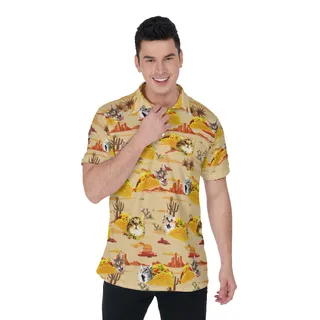 Funny Taco Cat Vintage Hawaiian Polo Golf Shirt For Men