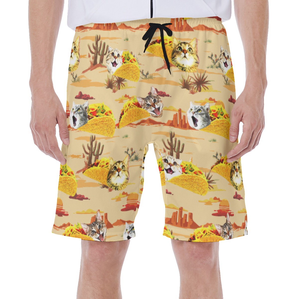 Vintage Taco Cat Summer Hawaiian Swim Trunks For Men - variant image 1