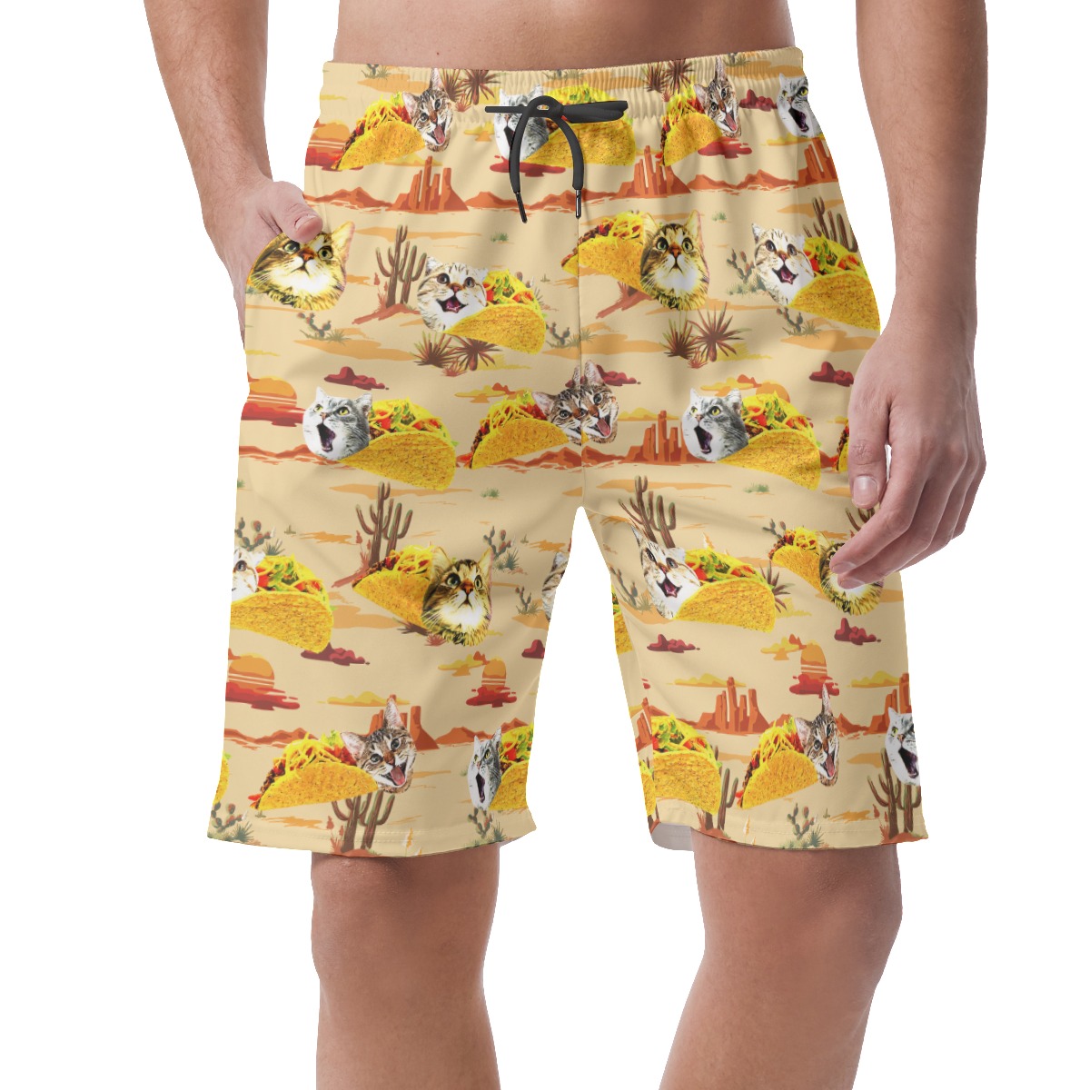 Funny Taco Cat Hawaiian Summer Shorts For Men - variant image 1