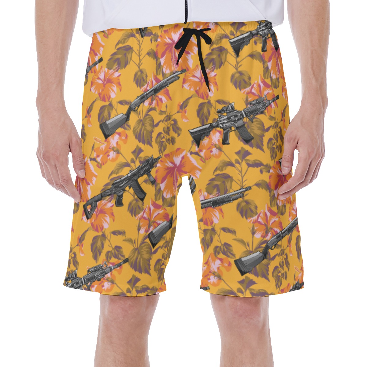 Tropical Hibiscus Gun Hawaiian Swim Trunks For Men - variant image 1