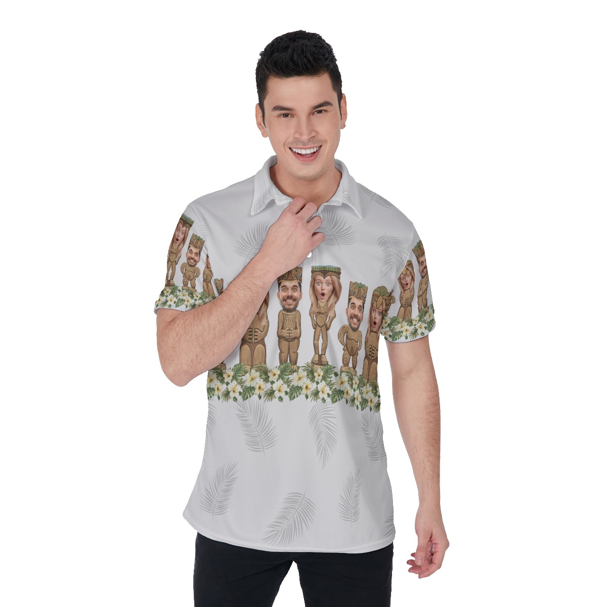Funny Custom Tiki Face Aloha Polo Shirt For Men - variant image 1