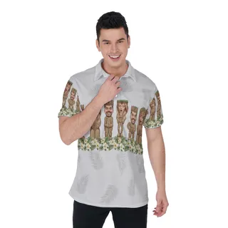 Funny Custom Tiki Face Aloha Polo Shirt For Men