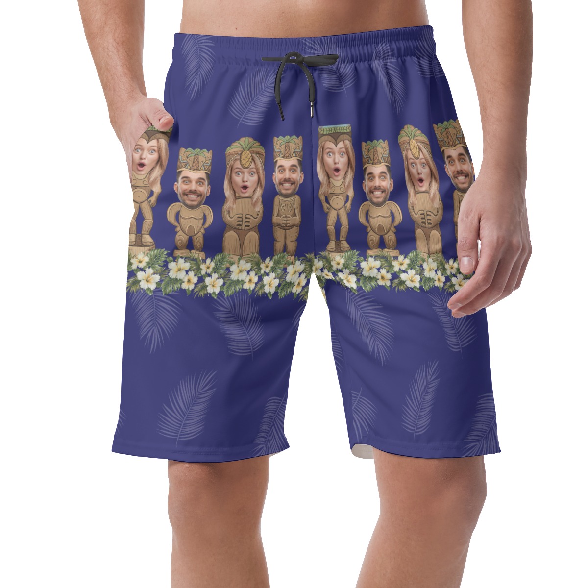 Funny Customize Tiki Face Hawaiian Shorts For Men - variant image 1