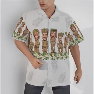 Custom Face Tiki White Aloha Shirt For Men