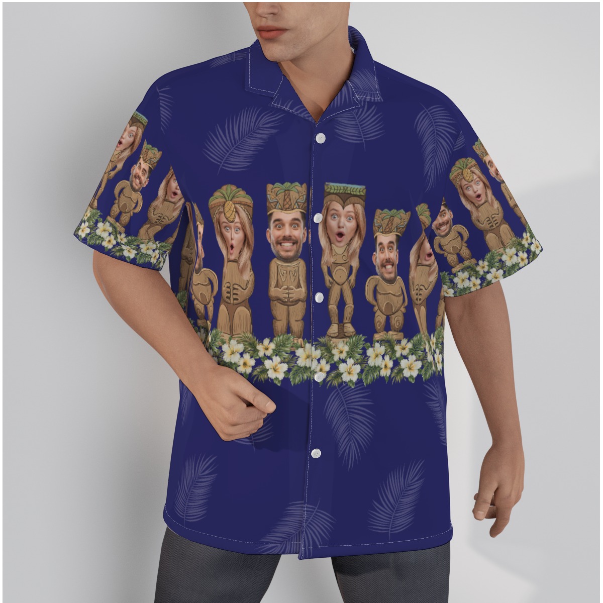 Funny Tiki Custom Face Vintage Hawaiian Shirt For Men - variant image 1