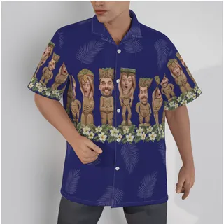 Funny Tiki Custom Face Vintage Hawaiian Shirt For Men