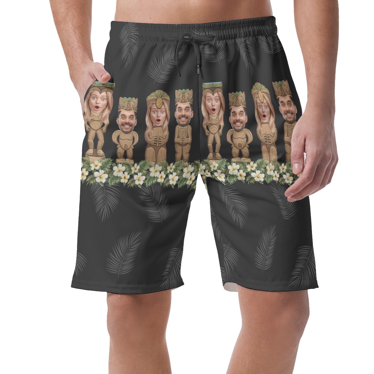 Personalized Faces On Tiki Hawaiian Men's Shorts - variant image 1