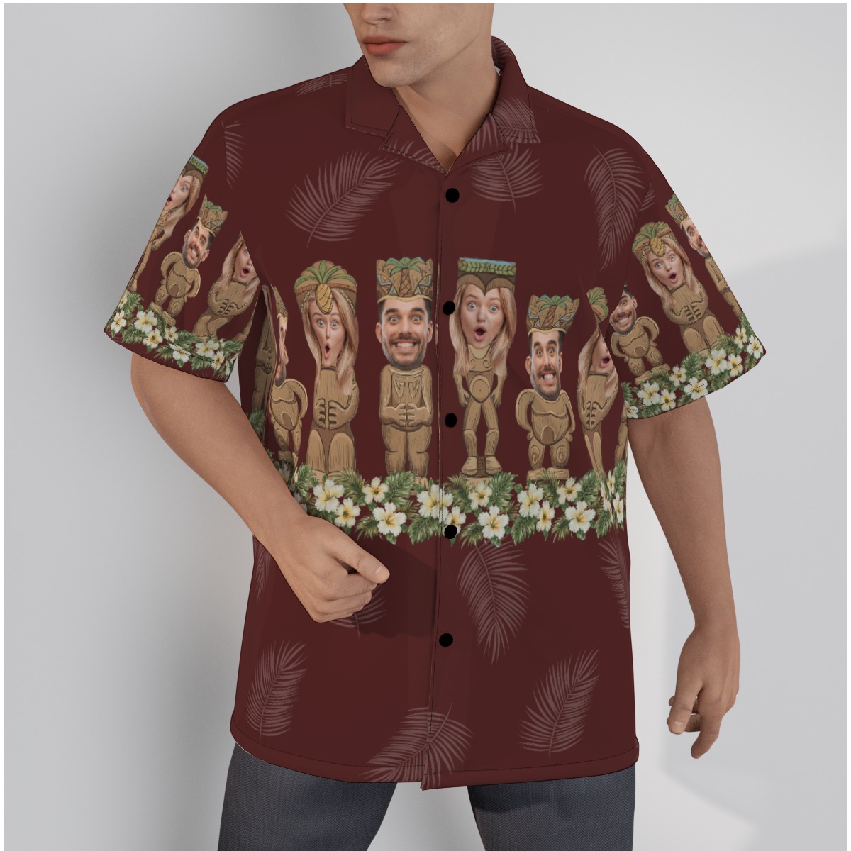 Custom Tiki Face Red Hawaiian Shirt For Men - variant image 1
