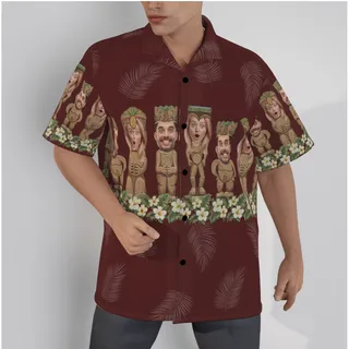 Custom Tiki Face Red Hawaiian Shirt For Men