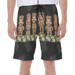 Custom Your Face On Tiki Aloha Swim Trunks For Men