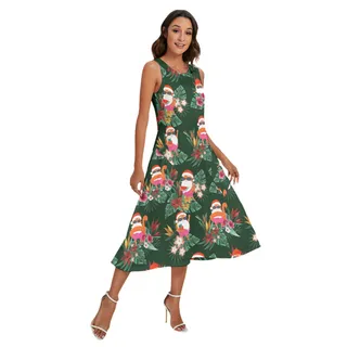 Santa Tropical Christmas Dress For Women Long Dress