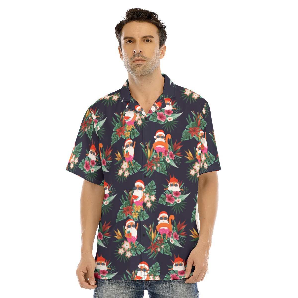 Tropical Santa Hawaiian Christmas Shirt For Men - variant image 1