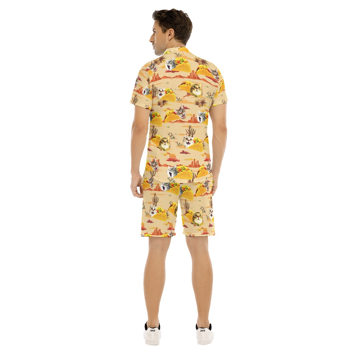 Set Taco Cat Summer Hawaiian Shirt And Matching Shorts For Men