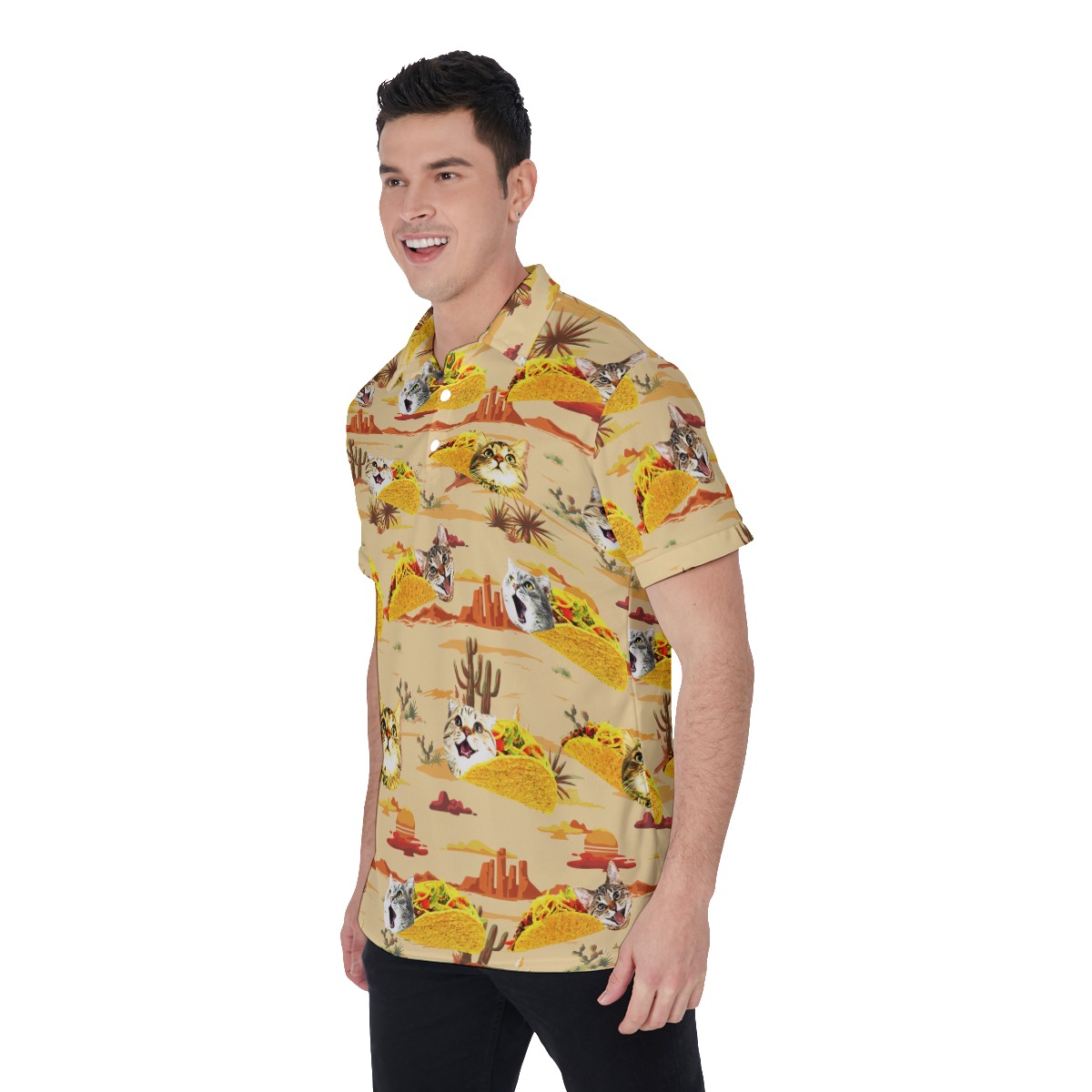 Funny Taco Cat Vintage Hawaiian Polo Golf Shirt For Men