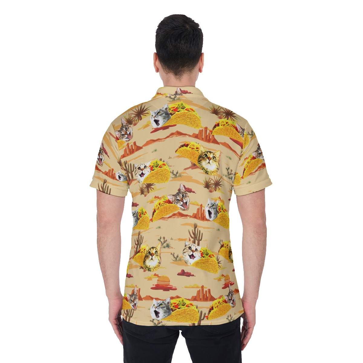 Funny Taco Cat Vintage Hawaiian Polo Golf Shirt For Men