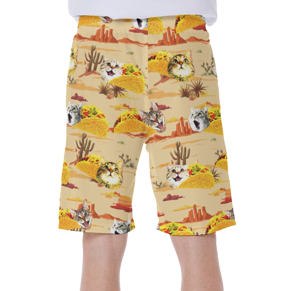 Vintage Taco Cat Summer Hawaiian Swim Trunks For Men