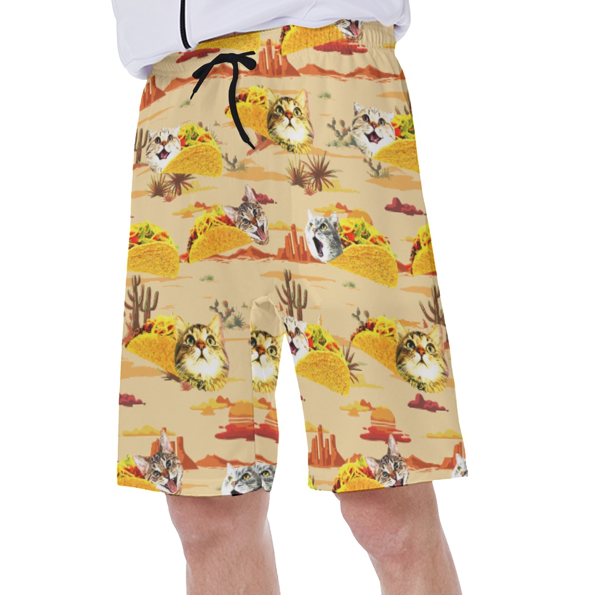 Vintage Taco Cat Summer Hawaiian Swim Trunks For Men