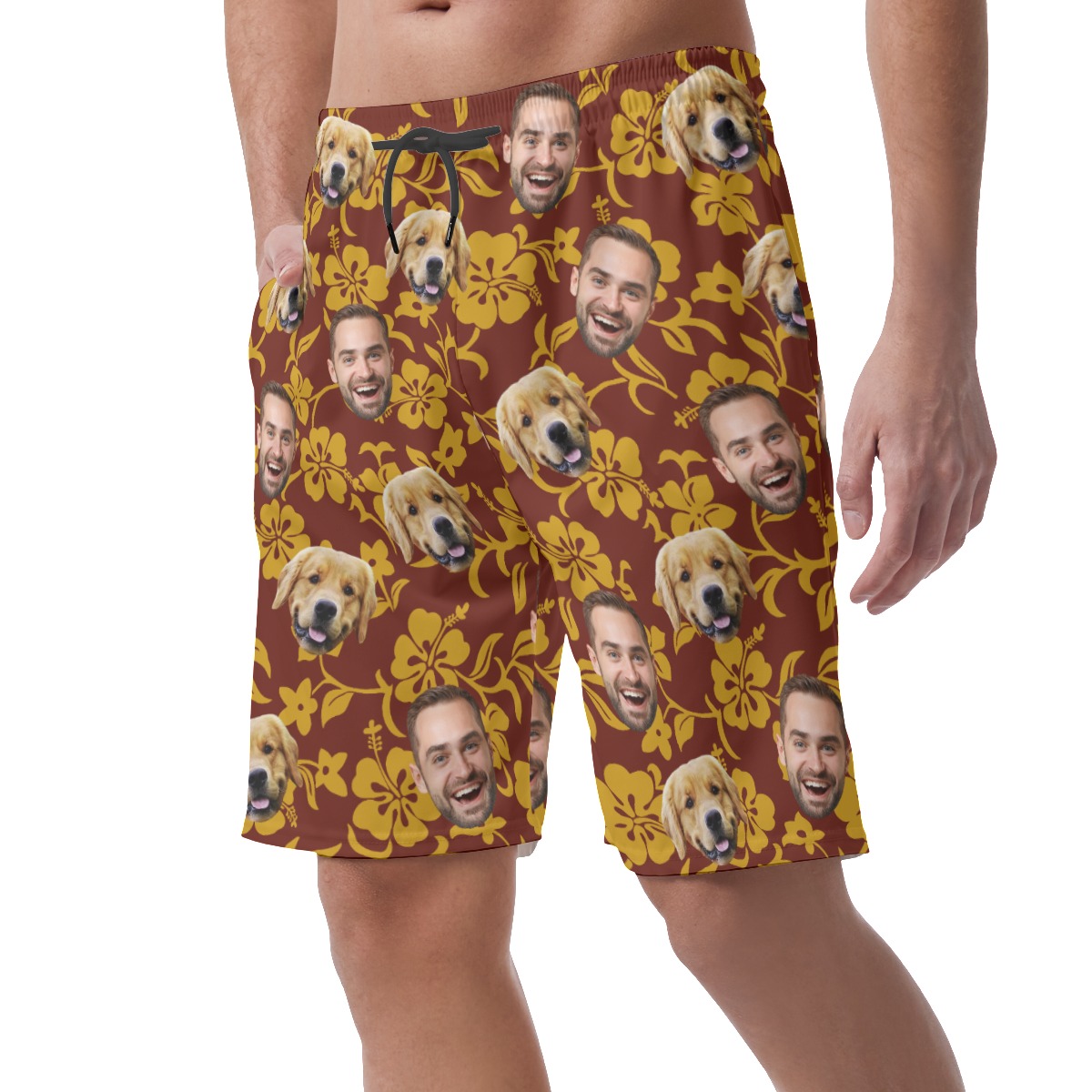 Funny Custom Pet Face Summer Beach Shorts For Men