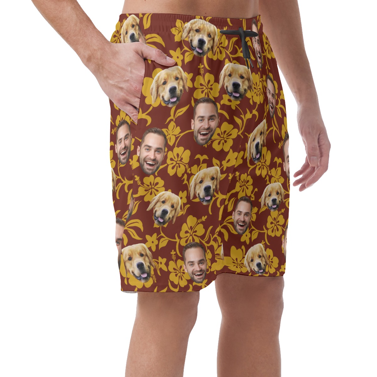 Funny Custom Pet Face Summer Beach Shorts For Men