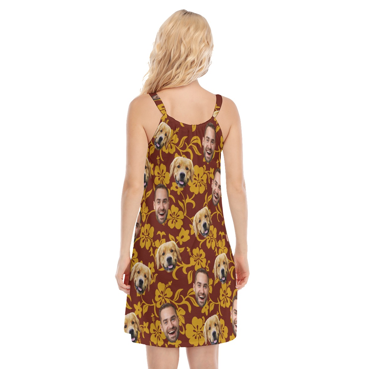 Funny Your Face And Pet Face Hawaiian Dress For Women