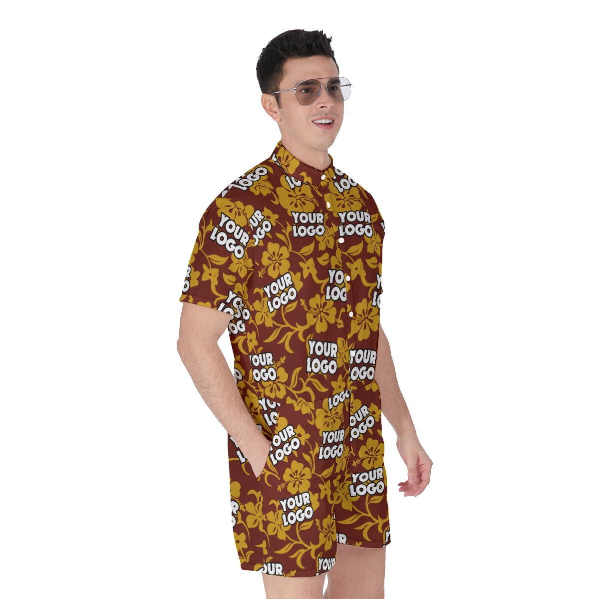 Custom Company Team Logo Hawaiian Romper For Men